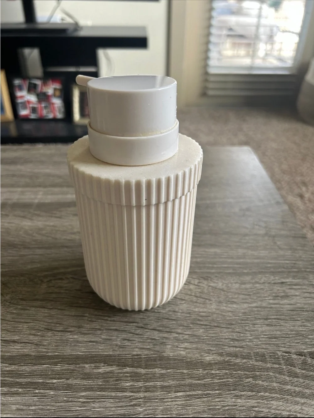 White Ribbed Pump Soap Dispenser